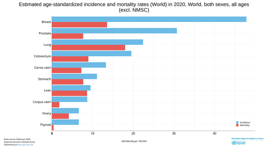 Dünya geneli kanser insidansı ve ölüm oranları (2020)